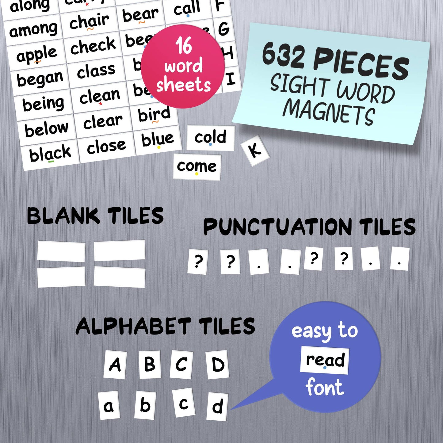 Poetry Tiles Sight Word Magnets Kit - 632 Sight Words
