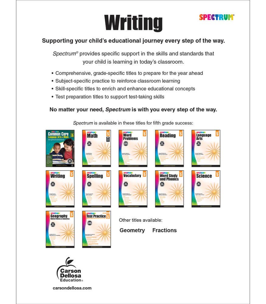 Carson Dellosa Education - Spectrum Writing, Grade 5