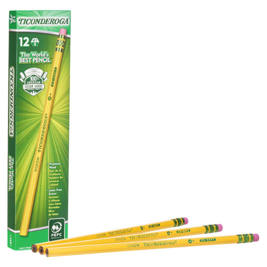 ORIGINAL TICONDEROGA PENCILS NO 1 12BX EXTRA SOFT YELLOW UNSHARPENED