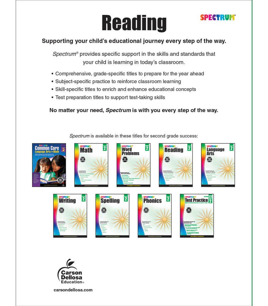 Carson Dellosa Education - Spectrum Reading Workbook, Grade 2