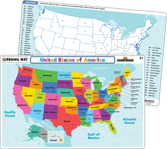 Teacher Created Resources - United States of America Map Learning Mat