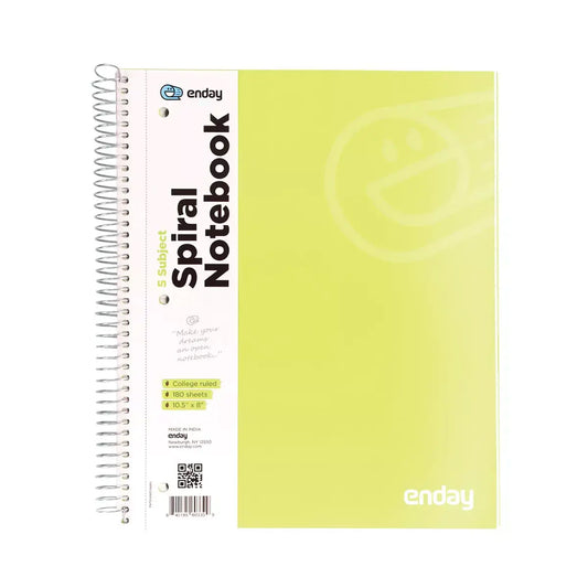 Spiral Notebook 5-Subject CR 180 sheets