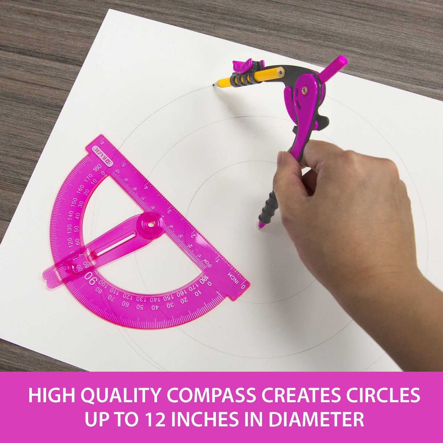 Colored Scale-Arm Compass, 6" Protractor Set