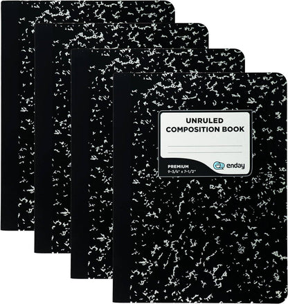 enday - Composition Book Unruled, Black Marble 100 Ct.