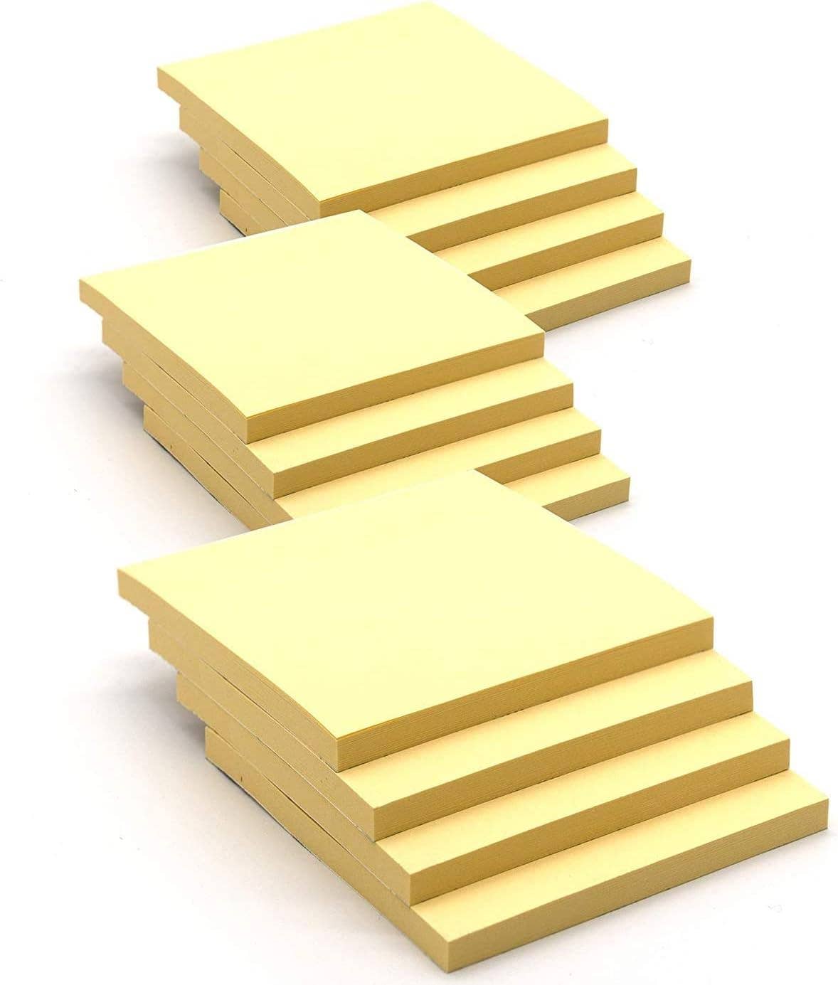 Yellow Stick-On Notes 3" X 3" 50 Ct. (12Pack)