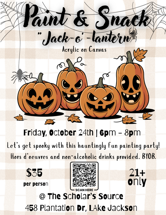 Paint and Snack - Jack-o'lantern - 10/24/25 6pm-8pm